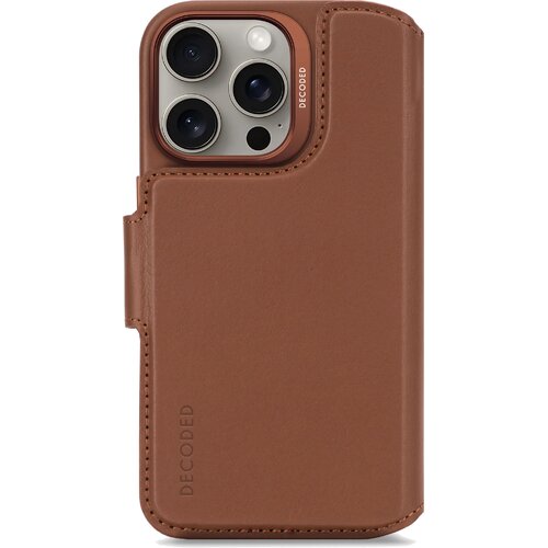 Etui DECODED Leather Detachable Wallet MagSafe do Apple iPhone 16 Pro Brązowy
