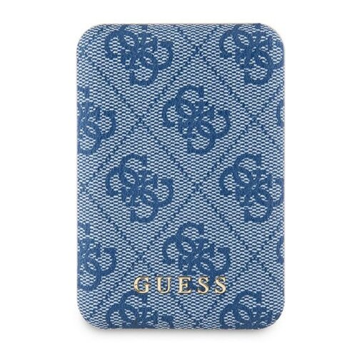 Powerbank indukcyjny GUESS 4G Leather Metal Logo 5000 mAh 15W Niebieski