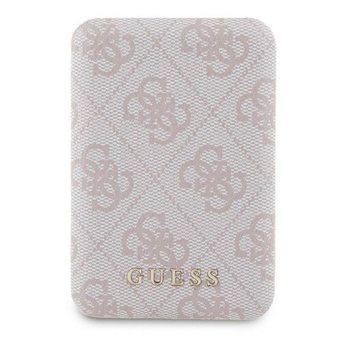 Powerbank indukcyjny GUESS 4G Leather Metal Logo 5000 mAh 15W Różowy