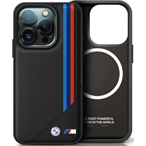 Etui BMW M Meshed Tricolor Stripes MagSafe do Apple iPhone 16 Pro Czarny
