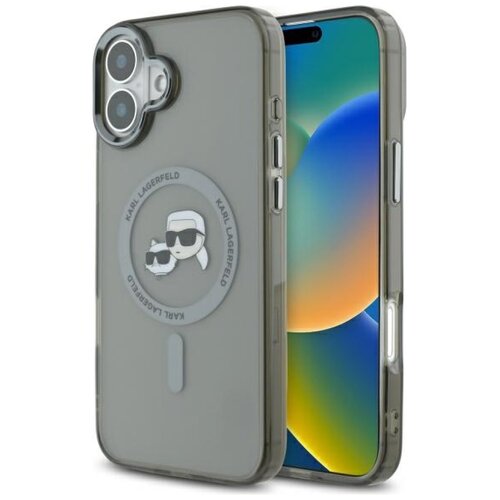 Etui KARL LAGERFELD IML Metal Karl&Choupette Head MagSafe do Apple iPhone 16 Czarny