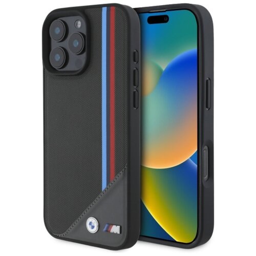Etui BMW M Meshed Tricolor Stripes MagSafe do Apple iPhone 16 Pro Max Antracyt