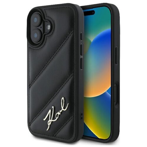 Etui KARL LAGERFELD Quilted Signature do Apple iPhone 16 Plus Czarny