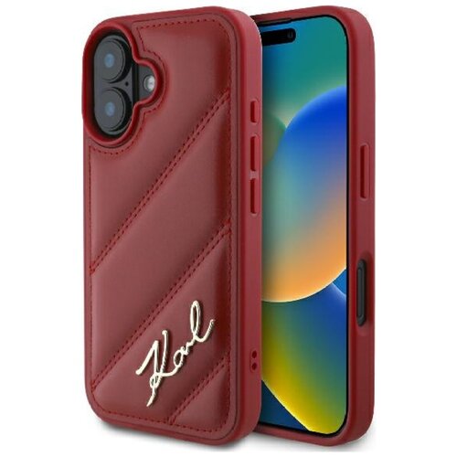 Etui KARL LAGERFELD Quilted Signature do Apple iPhone 16 Czerwony