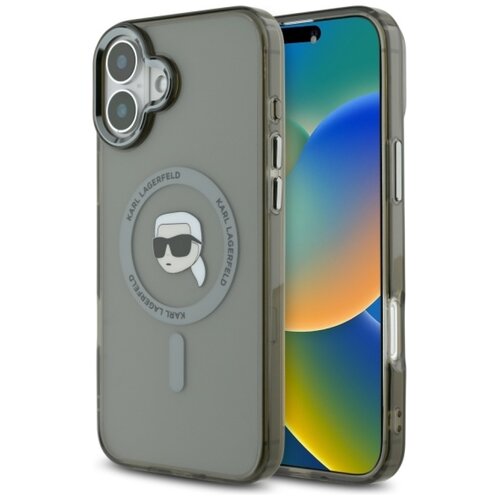 Etui KARL LAGERFELD IML Metal Karl Head MagSafe do Apple iPhone 16 Czarny