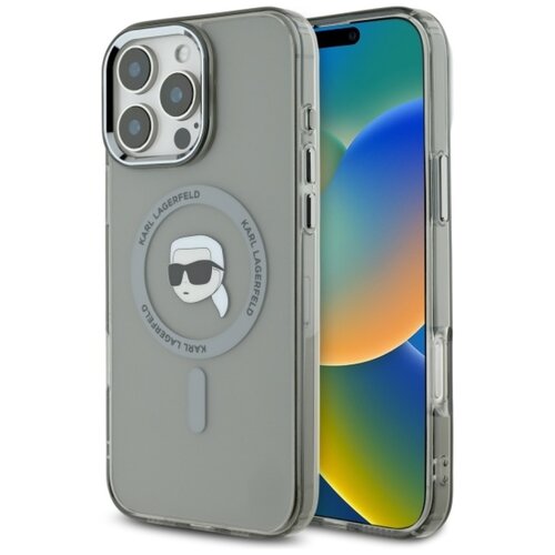Etui KARL LAGERFELD IML Metal Karl Head MagSafe do Apple iPhone 16 Pro Max Czarny