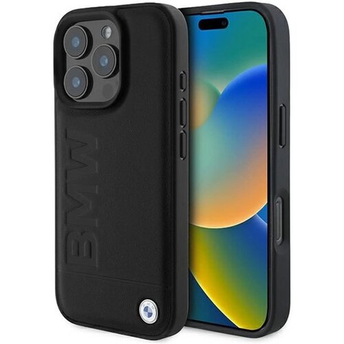 Etui BMW Leather Hot Stamp do Apple iPhone 16 Pro Max Czarny
