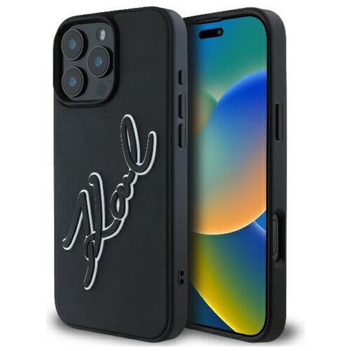 Etui KARL LAGERFELD 3D Rubber Bicolor Signature do Apple iPhone 16 Pro Czarny