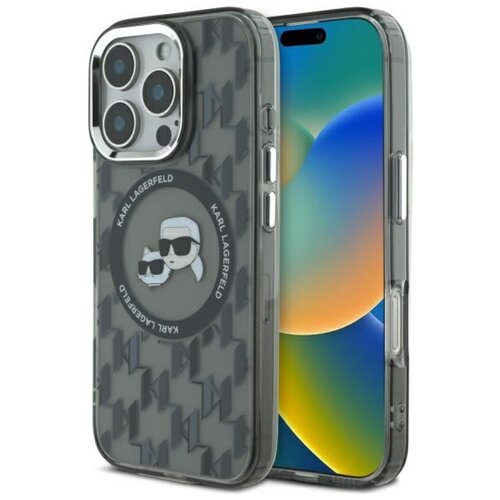 Etui KARL LAGERFELD IML Monogram Karl&Choupette Head MagSafe do Apple iPhone 16 Pro Max Czarny