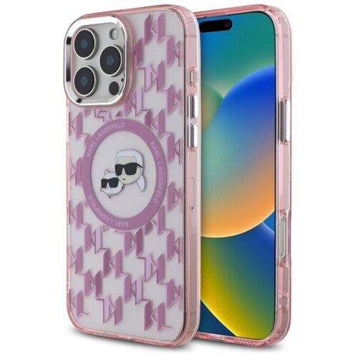 Etui KARL LAGERFELD IML Monogram Karl&Choupette Head MagSafe do Apple iPhone 16 Pro Max Różowy