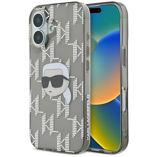 Etui KARL LAGERFELD IML Karl Head Electroplated do Apple iPhone 16 Czarny