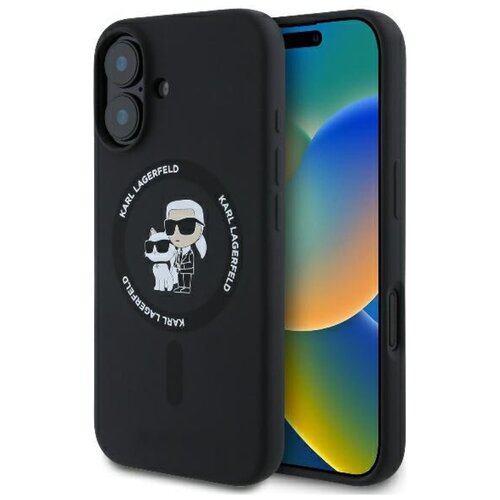 Etui KARL LAGERFELD Silicone Karl&Choupette Ring MagSafe do Apple iPhone 16 Plus Czarny