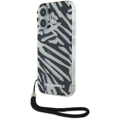Etui KARL LAGERFELD IML Zebra Pattern & Cord do Apple iPhone 16 Czarno-biały