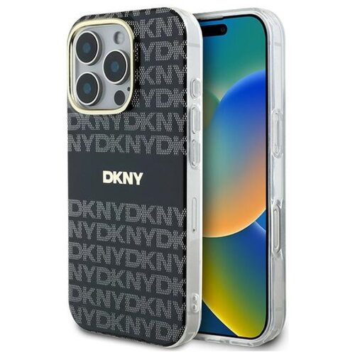 Etui DKNY Repeat Texture Pattern With Stripe do iPhone 16 Pro Czarny