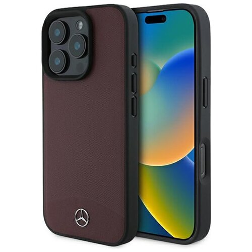 Etui MERCEDES Textured And Plain Leather MagSafe do Apple iPhone 16 Pro Max Czerwony