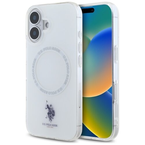 Etui US POLO ASSN IML Ring MagSafe do Apple iPhone 16 Biały
