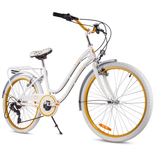 Rower młodzieżowy SUN BABY Heart Bike 24 cale dla dziewczynki Biało-złoty