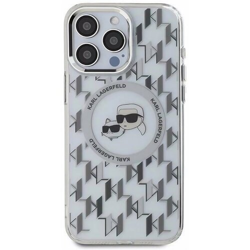 Etui KARL LAGERFELD IML Monogram Karl&Choupette Head MagSafe do Apple iPhone 15 Przezroczysty
