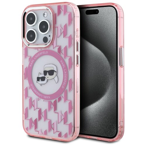 Etui KARL LAGERFELD IML Monogram Karl&Choupette Head Magsafe do Apple iPhone 15 Pro Max Różowy