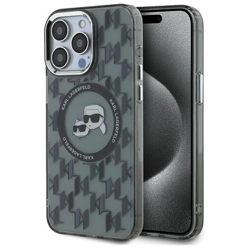 Etui KARL LAGERFELD IML Monogram Karl&Choupette Head Magsafe do Apple iPhone 15 Pro Max Czarny
