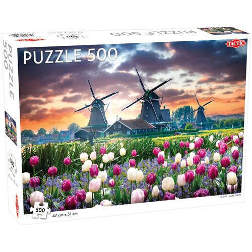 Puzzle TACTIC Lovers Old Mills and Tulips 56652 (500 elementów)
