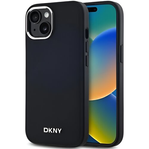 Etui DKNY Plain Logo MagSafe do Apple iPhone 15 Plus Czarny