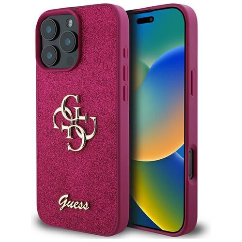 Etui GUESS Glitter Script Big 4G do Apple iPhone 16 Pro Fioletowy