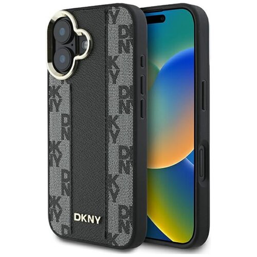Etui DKNY Checkered Pattern Magsafe do Apple iPhone 16 Plus Czarny