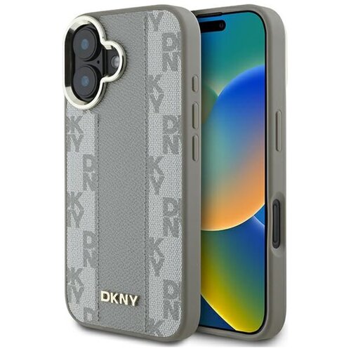 Etui DKNY Checkered Pattern Magsafe do Apple iPhone 16 Beżowy