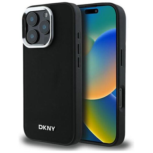 Etui DKNY Plain Silver Logo MagSafe do Apple iPhone 16 Pro Max Czarny
