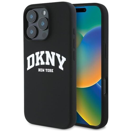 Etui DKNY Silicone White Printed Logo MagSafe do Apple iPhone 16 Pro Max Czarny