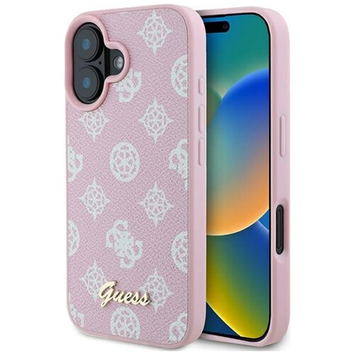 Etui GUESS Peony Script Logo MagSafe do Apple iPhone 16 Plus Różowy
