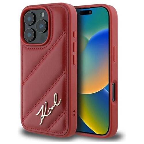 Etui KARL LAGERFELD Quilted Signature do Apple iPhone 16 Pro Czerwony