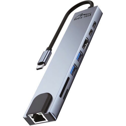 Stacja dokująca MEDIA-TECH MT5046 8w1 GIGA LAN HUB USB Typu C, Pasywna