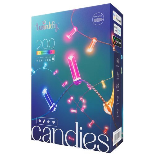 Lampki choinkowe LED TWINKLY TWKC200RGB-G Sieciowe