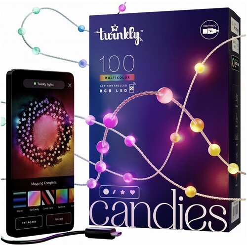Lampki choinkowe LED TWINKLY TWKP100RGB-G 6 m Perły Wi-Fi/Bluetooth Sieciowe