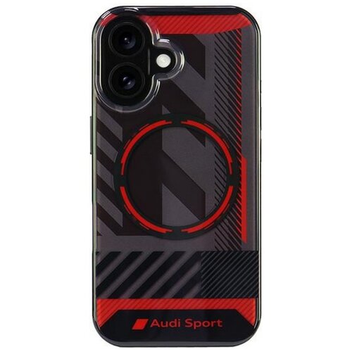 Etui AUDI IML Sport MagSafe do Apple iPhone 16 Czarno-czerwony
