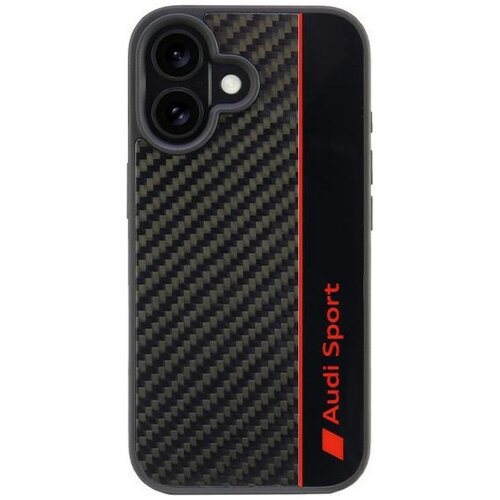Etui AUDI Carbon Fiber Stripe do Apple iPhone 16 Czarny