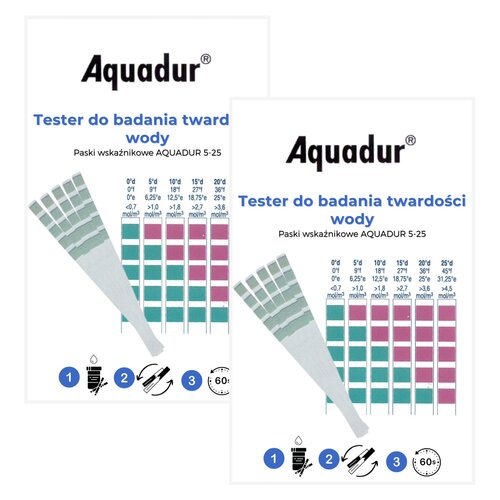 Paskowy tester twardości wody AQUADUR 5-25 (10 szt.)