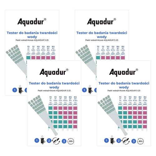 Paskowy tester twardości wody AQUADUR 5-25 (20 szt.)