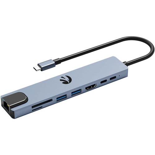 Hub HAWK HW-HUB801 8w1 USB Typu C, Pasywny