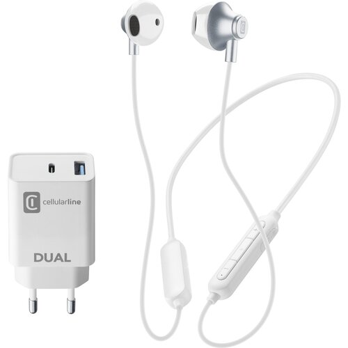 Ładowarka sieciowa CELLULARLINE PD 20W Biały + Słuchawki Bluetooth
