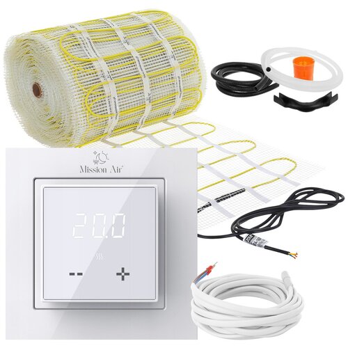 Mata grzewcza pod płytki MISSION AIR PTC MA-160W/m2 4m² (8mb x 50cm) + regulator Aries LCD Biały
