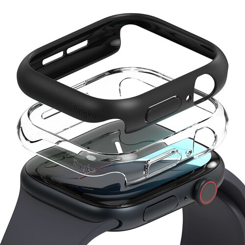 Etui RINGKE Slim do Apple Watch 10 (46 mm) Przezroczysty/Czarny (2 szt.)
