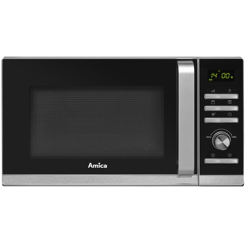 Kuchenka mikrofalowa AMICA AMGF23E1GS 900W średnica 27 cm pojemność 23L MultiWave System Srebrno-czarny