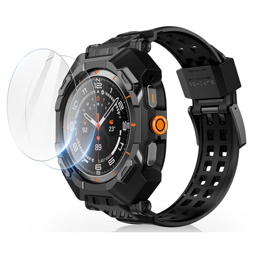 Pasek SUPCASE Unicorn Beetle Pro do Samsung Galaxy Watch Ultra (47mm) Czarny + szkło