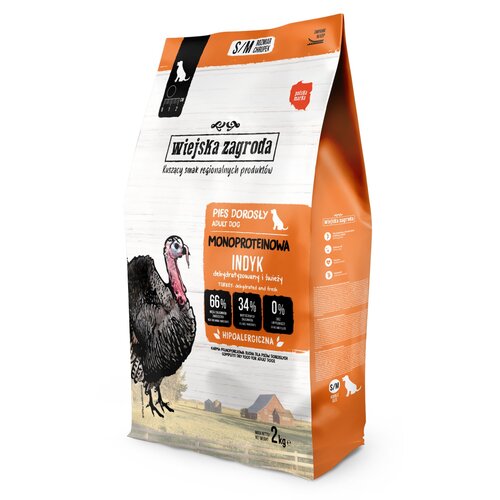 Karma dla psa WIEJSKA ZAGRODA Indyk S/M 2 kg