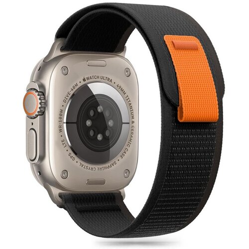 Pasek TECH-PROTECT Nylon Stripe do Apple Watch 6/7/8/9/10/SE/Ultra 1/2 (44/45/46/49mm) Czarno-pomarańczowy