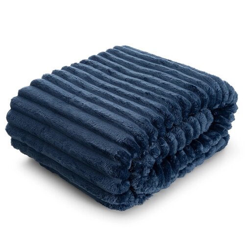 Koc EUROFIRANY Soft 170 x 210 cm Granatowy