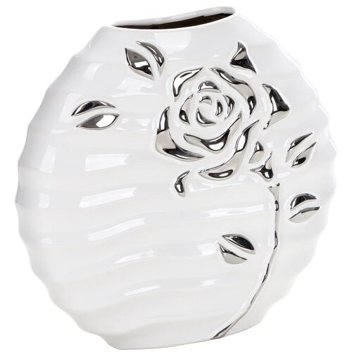 Wazon EUROFIRANY Floresa 01 28 x 7 x 28 cm Biało-srebrny